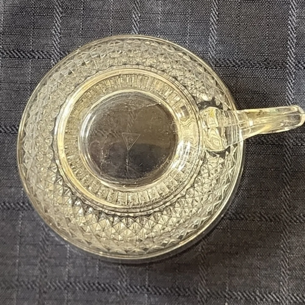 Vintage Diamond Shaped Clear Cut Glass‎ Coffee/Tea Cup